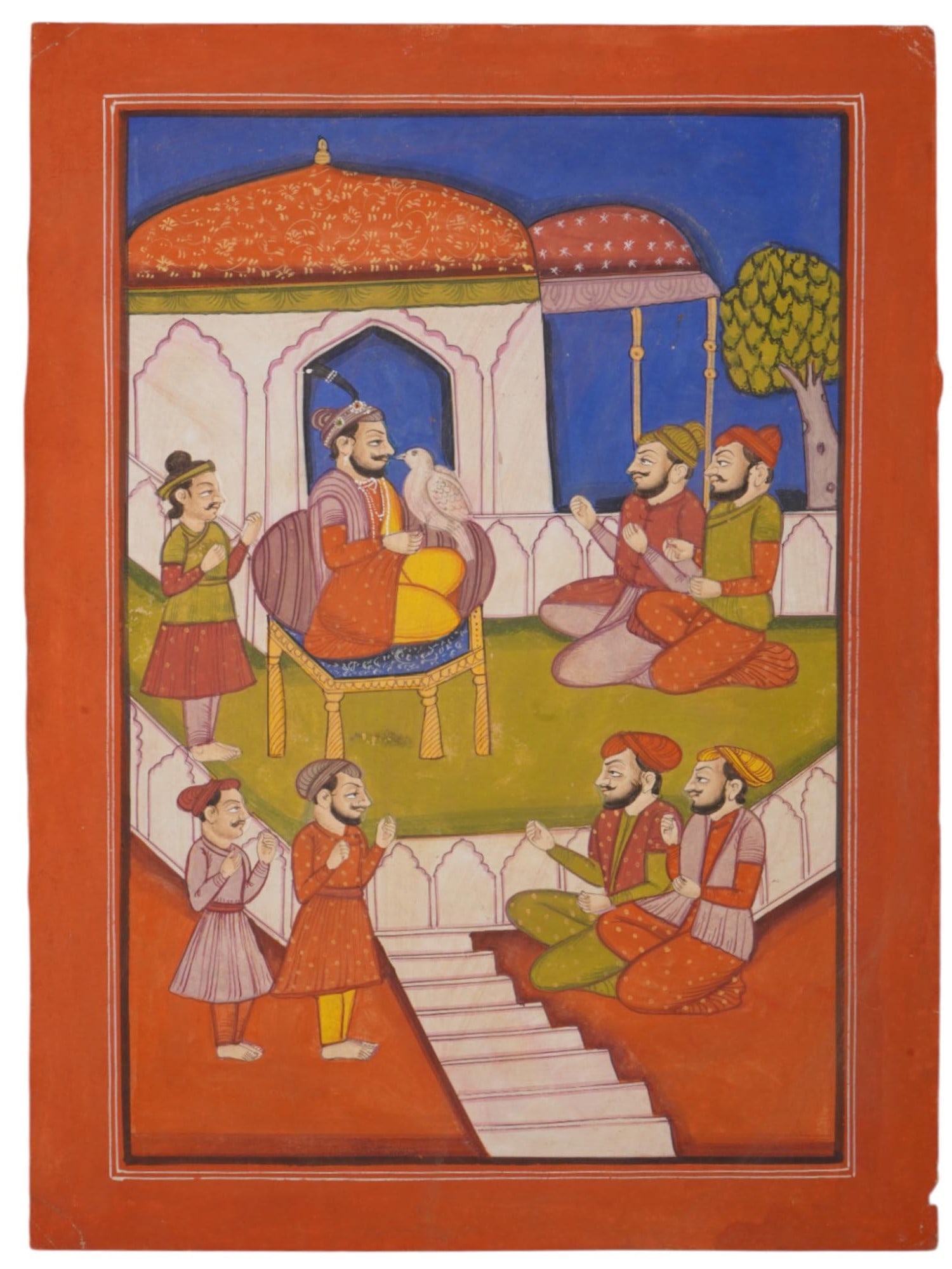 ANTIQUE INDIAN MUGHAL EMPIRE MINIATURE PAINTING (1 of 2)