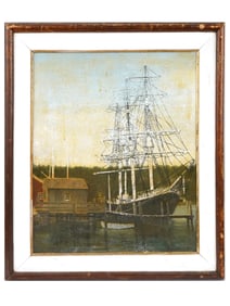 NAUTICAL LANDSCAPE OIL PAINTING SIGNED DURAND