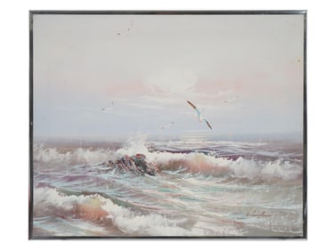 VINTAGE SEASCAPE OIL PAINTING SIGNED WESSEL