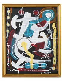 ATTR TO DENNIS SAKELSON AMERICAN ABSTRACT OIL PAINTING