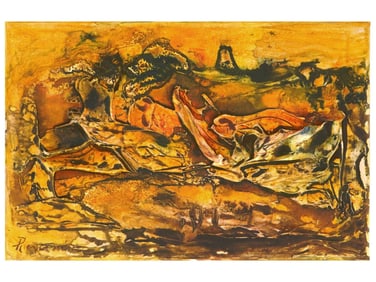 ABSTRACT OIL PAINTING SIGNED JEAN PIERRE PINCEMIN