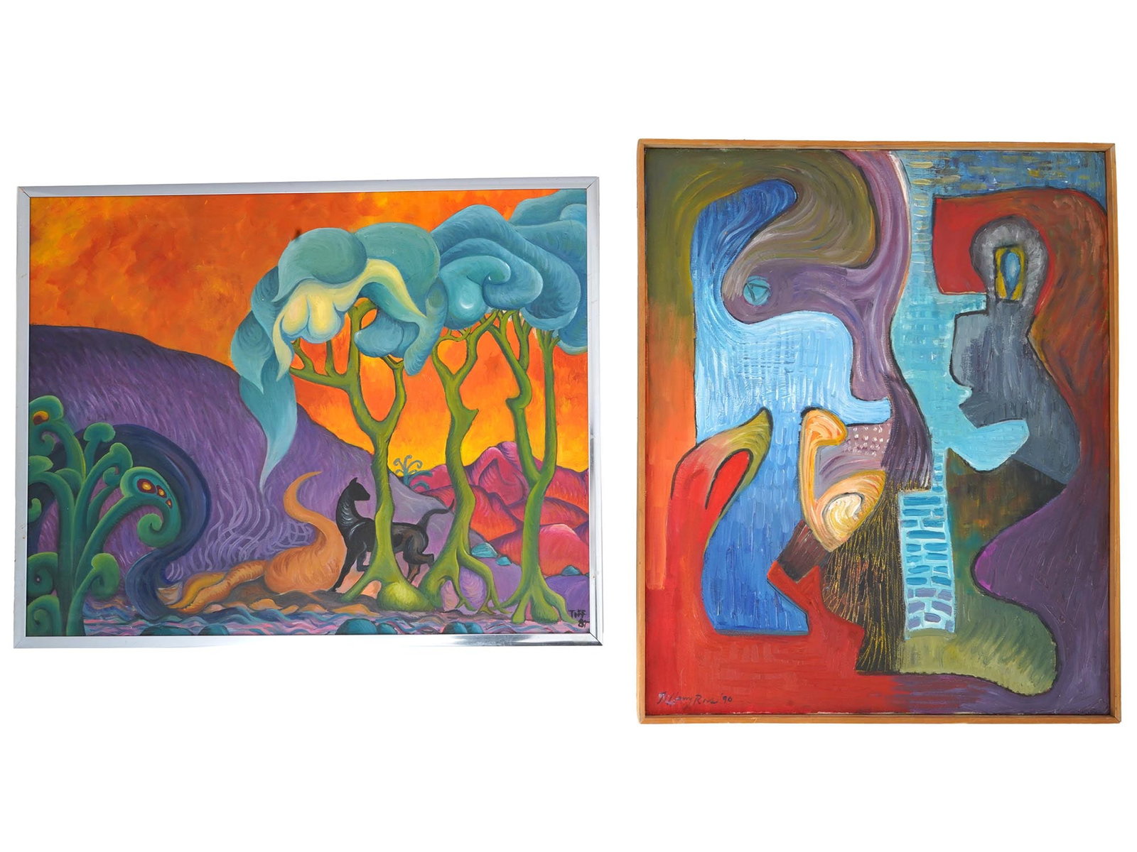 CONTEMPORARY ABSTRACT OIL PAINTINGS SIGNED (1 of 7)