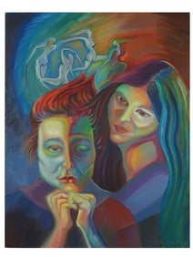 CONTEMPORARY OIL PAINTING DOUBLE PORTRAIT