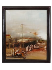 VINTAGE SURREALIST OIL PAINTING ON CANVAS SIGNED