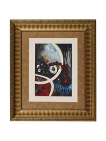 VINTAGE ABSTRACT WATERCOLOR PAINTING SIGNED WOOLLEY