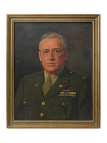 VINTAGE AMERICAN OIL MILITARY MAN PORTRAIT PAINTING