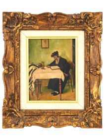 MID CENTURY JUDAICA OIL PAINTING SIGNED HAUSER
