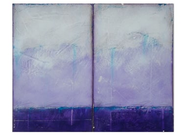 C DAMIAN ROX ABSTRACT MIXED MEDIA DIPTYCH PAINTING