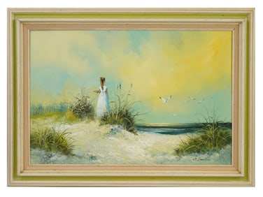 CONTEMPORARY COASTAL SCENE OIL PAINTING BY J FENTON