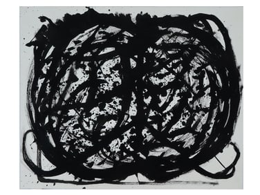CONTEMPORARY BLACK INK PAINTING ABSTRACT COMPOSITION