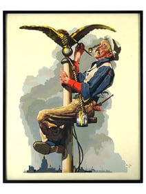 AFTER NORMAN ROCKWELL AMERICAN OIL PAINTING