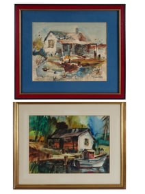 MID CENTURY WATERCOLOR LANDSCAPE PAINTINGS SIGNED