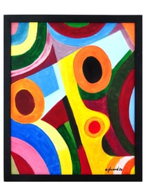 ABSTRACT AMERICAN SCHOOL OIL PAINTING SIGNED