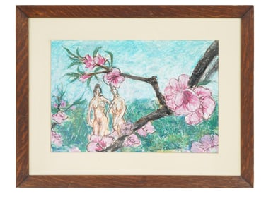 MID CENT CHINESE SCHOOL PASTEL ON PAPER PAINTING