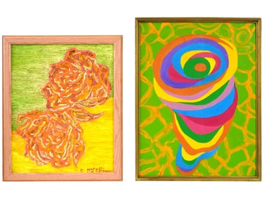 VINTAGE ABSTRACT OIL PAINTINGS SIGNED MORELLI