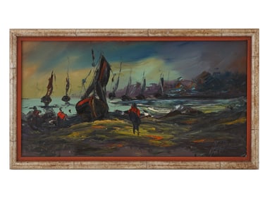 IMPRESSIONIST SEASCAPE OIL PAINTING SIGNED M. REIS
