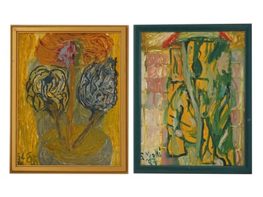 VINTAGE S MORELLI OIL ON CANVAS ON BOARD PAINTINGS