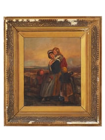 ANTIQUE 19TH C EUROPEAN SCHOOL OIL GENRE PAINTING