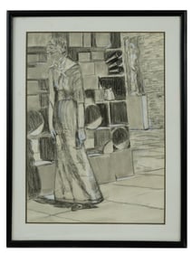 EUROPEAN SCHOOL MIXED MEDIA PAINTING SIGNED BY ARTIST
