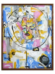 MIXED MEDIA OIL PAINTING ON CANVAS SIGNED