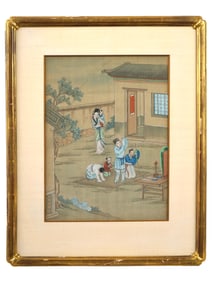 ANTIQUE CHINESE QING DYNASTY PAINTING ON SILK