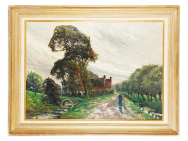 BELGIAN LANDSCAPE PAINTING BY LEON DARDENNE SIGNED