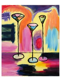 VINTAGE ACRYLIC ON CANVAS MARTINI PAINTING