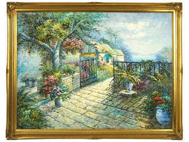 VINTAGE LANDSCAPE OIL PAINTING BY J. BURNETT