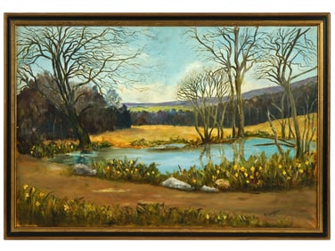 VINTAGE AMERICAN LANDSCAPE OIL PAINTING SIGNED