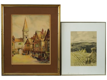LOT OF WATERCOLOR AND MIXED MEDIA PAINTING SIGNED