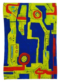 GREEK ABSTRACT GOUACHE PAINTING BY DIMITRIS P