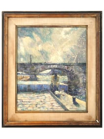 AMERICAN CITYSCAPE OIL PAINTING SIGNED BY GELLERMAN