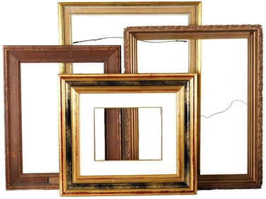 FOUR ANTIQUE AND VINTAGE GILT WOODEN PICTURE FRAMES