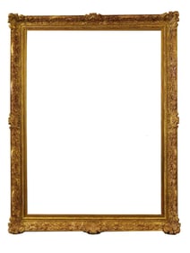 ANTIQUE EUROPEAN CARVED WOOD AND GILT PICTURE FRAME