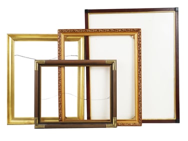 VINTAGE WOODEN FRAMES GILT PAINTED MOUNTED WITH DECOR