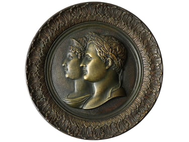 ANTIQUE WALL PLATE W PORTRAIT OF NAPOLEON MARIE LOUISE