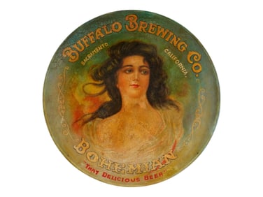 AMERICAN BUFFALO BREWING CO ADVERTISING ENAMEL SIGN