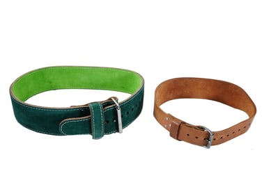 LOT OF TWO LEATHER WEIGHTLIFTING BELTS