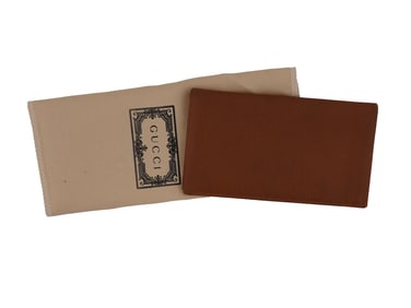 ITALIAN FASHION GUCCI BROWN LEATHER CARD WALLET