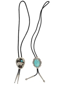 VTG NATIVE AMERICAN COWBOY BOLO TIES WITH TURQUOISE