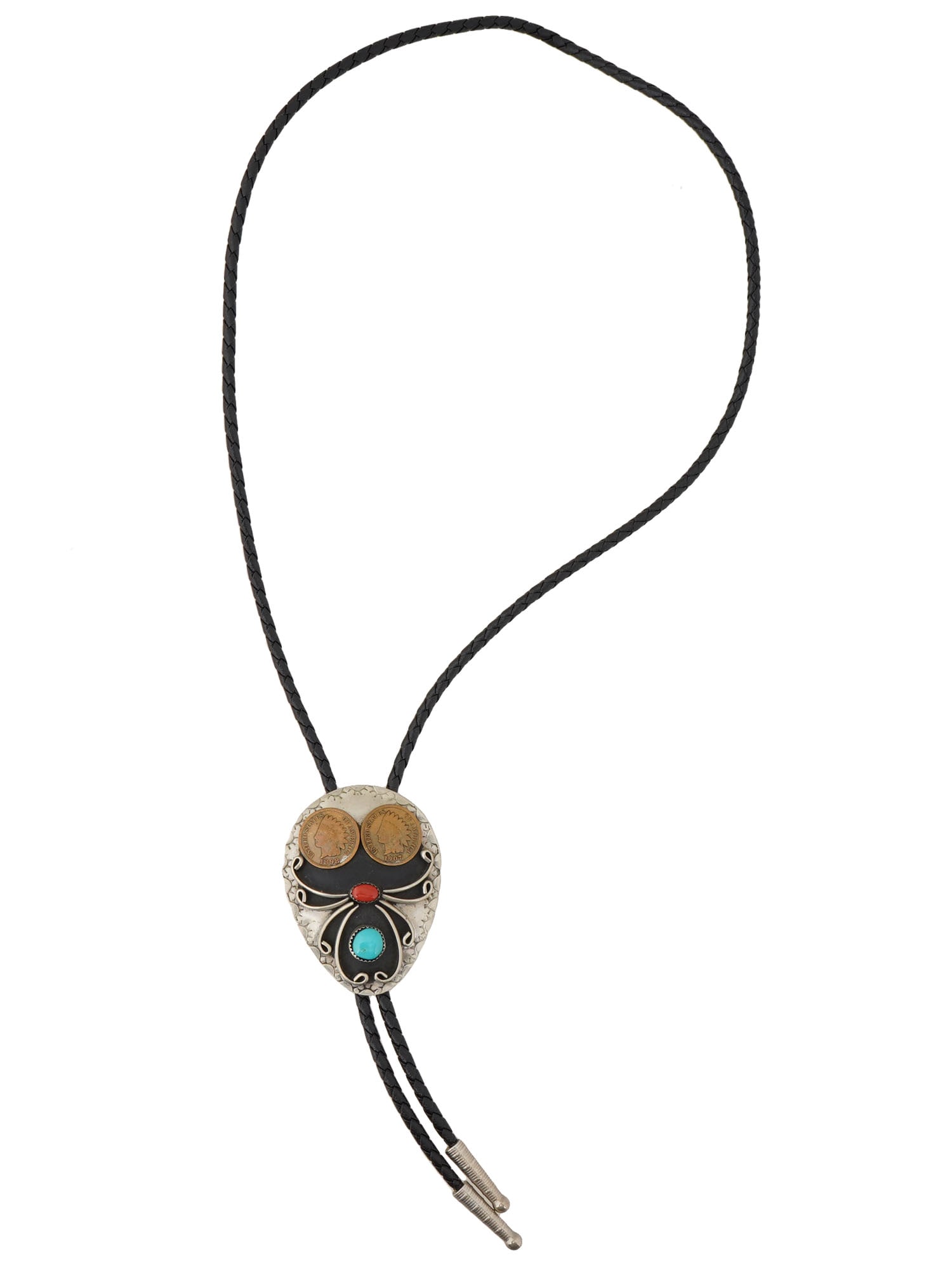 VTG NATIVE AMERICAN INDIAN PENNY 1898 1907 BOLO TIE (1 of 4)