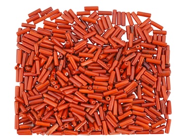 SET OF CARVED RED CORAL BEADS FOR JEWELRY DESIGNS