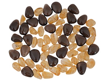 COLLECTION OF POLISHED ONYX AND CITRINE STONE BEADS