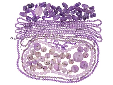 COLLECTION OF AMETHYST BEADS FOR NECKLACE