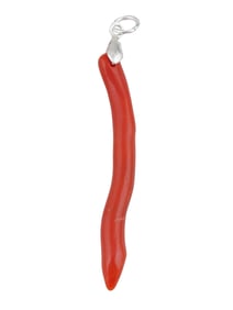 VINTAGE ITALIAN RED CORAL CORNICELLO SILVER PENDANT