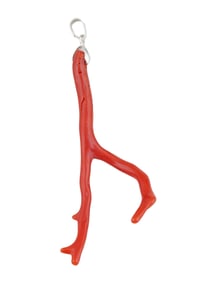 VINTAGE ITALIAN RED CORAL CORNICELLO SILVER PENDANT