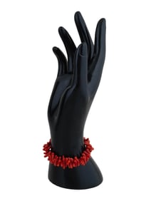 VINTAGE GENUINE RED CORAL STERLING SILVER BRACELET