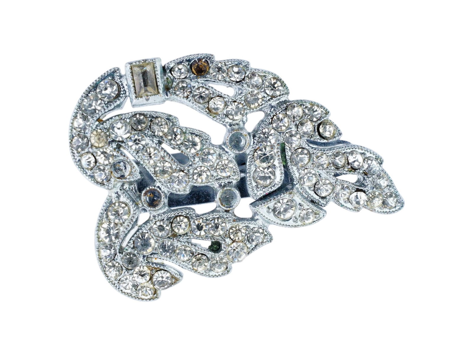 VINTAGE CZECHOSLOVAKIAN JEWELED PIN BROOCH (1 of 4)