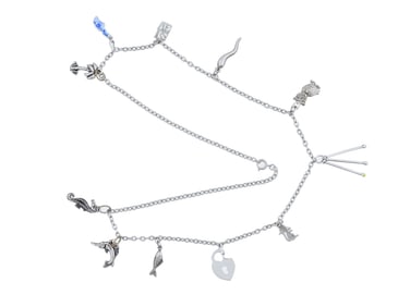 CHARM NECKLACE WITH VARIOUS STERLING SILVER PENDANTS