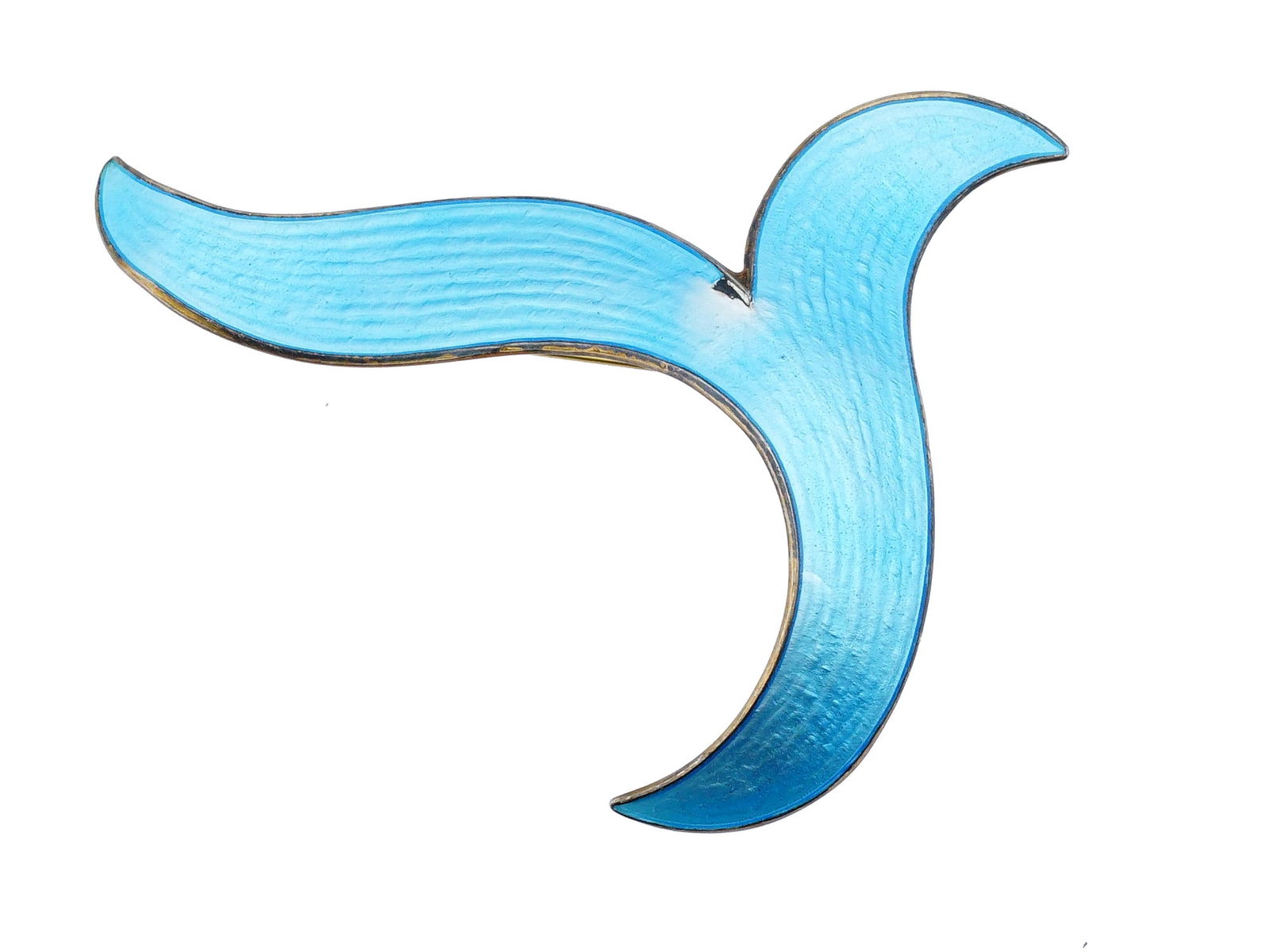 FINN JENSEN NORWAY SILVER GUILLOCHE ENAMEL BROOCH: An elegant vintage sterling silver brooch by Finn Jensen, Oslo, Norway, circa 1960s. The brooch is designed in the curved foliate shape and covered with pale blue guilloche enamel. Stamped on the back